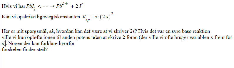 Spørgsmål om foreskel på opløselighedsprodukt og syre/base,