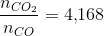 \frac{n_{CO_2}}{n_{CO}}=4{,}168