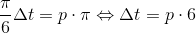 \frac{\pi }{6}\Delta t=p\cdot \pi\Leftrightarrow \Delta t=p\cdot 6