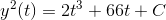 y^2(t)=2t^3+66t+C
