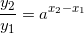 \small \frac{y_2}{y_1}=a^{x_2-x_1}