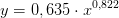 y = 0,635\cdot x^{0,822}