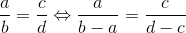 \frac{a}{b}=\frac{c}{d}\Leftrightarrow \frac{a}{b-a}=\frac{c}{d-c}
