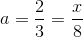 a=\frac{2}{3}=\frac{x}{8}