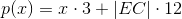p(x)=x\cdot 3+\left | EC \right |\cdot 12