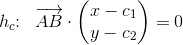 h_c\! \! :\; \; \overrightarrow{AB}\cdot \begin{pmatrix} x-c_1\\ y-c_2 \end{pmatrix}=0