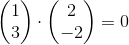 \begin{pmatrix} 1\\3 \end{pmatrix}\cdot \begin{pmatrix} 2\\-2 \end{pmatrix}=0