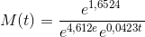 M(t)=\frac{e^{1,6524 }}{ e^{4,612e} e^{0,0423t} }