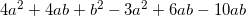 \small 4a^2+4ab+b^2 - 3a^2+6ab -10ab