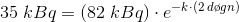 35\; kBq=(82\; kBq)\cdot e^{-k\cdot (2\; d\o gn)}