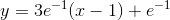 y=3e^{-1}(x-1)+e^{-1}
