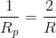 \frac{1}{R_p}=\frac{2}{R}