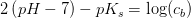 2\left (pH-7 \right )- pK_s=\log(c_b)