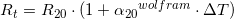 \small \small R_t=R_{20}\cdot (1+{\alpha _{20}}^{wolfram}\cdot \Delta T)