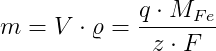 m=V\cdot \varrho =\frac{q\cdot M_{Fe}}{z\cdot F}