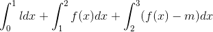 \int_{0}^{1} l dx + \int_{1}^{2} f(x) dx + \int_{2}^{3} (f(x) - m) dx