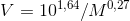 V=10^{1,64}/M^{0,27}