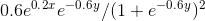 0.6e^0^.^2^xe^-^0^.^6^y/(1+e^-^0^.^6^y)^2