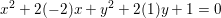 \small x^2+2(-2)x+y^2+2(1)y+1=0