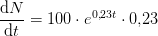 \frac{\mathrm{d} N}{\mathrm{d} t}=100\cdot e^{0{,}23t}\cdot 0{,}23