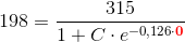 198=\frac{315}{1+C\cdot e^{-0,126\cdot \mathbf{\color{Red} 0}}}