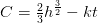 C=\tfrac{2}{3}h^{\frac{3}{2}}-kt