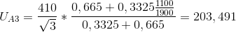U_{A3} =\frac{410}{\sqrt{3}}*\frac{0,665+0,3325\frac{1100}{1900}}{0,3325+0,665}= 203,491
