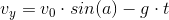 v_y=v_0\cdot sin(a)-g\cdot t