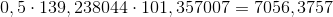 0,5\cdot 139,238044\cdot 101,357007= 7056,3757