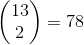 \begin{pmatrix} 13 \\ 2 \end{pmatrix} = 78