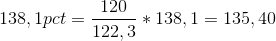 138,1pct= \frac{120}{122,3} *138,1=135,40