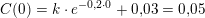 \small C(0)=k\cdot e^{-0{,}2\cdot 0}+0{,}03=0{,}05