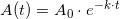 \small A(t)=A_0\cdot e^{-k\cdot t}