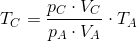 T_C=\frac{p_C\cdot V_C}{p_A\cdot V_A}\cdot T_A
