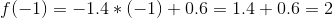 f(-1) = -1.4*(-1)+0.6 = 1.4+0.6 = 2