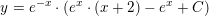 \small y=e^{-x}\cdot \left (e^x\cdot (x+2) - e^x+C\right )