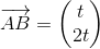 \mathbf{\overrightarrow{AB}}=\begin{pmatrix} t\\2t \end{pmatrix}
