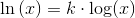 \ln\left (x \right )=k\cdot \log(x)