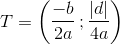 T=\left ( \frac{-b}{2a} \, ;\frac{\left |d \right |}{4a}\right )