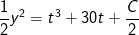 \frac{1}{2}y^2=t^3+30t+\frac{C}{2}
