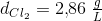 d_{Cl_2}=2{,}86\; \tfrac{g}{L}