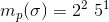 m_p(\sigma)= 2^2\ 5^1