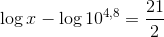 \log x-\log 10^{4,8}=\frac{21}{2}