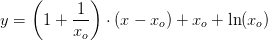 y=\left ( 1+\frac{1}{x_o} \right )\cdot (x-x_o)+x_o+\ln(x_o)