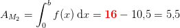 A_{M_2}=\int_{0}^{b}f(x)\, \mathrm{d}x=\mathbf{\color{Red} 16}-10{,}5=5{,}5