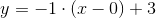 y=-1\cdot (x-0)+3