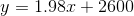 y = 1.98 x + 2600