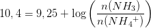 10,4=9,25+\log\left ( \frac{n(NH_3)}{n(NH{_{4}}^{+})} \right )
