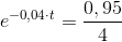 e^{-0,04\cdot t}=\frac{0,95}{4}