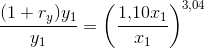 \frac{(1+r_y)y_1}{y_1}=\left (\frac{1{,}10x_1}{x_1} \right )^{3,04}